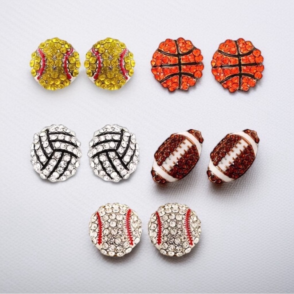 Score Big with Sparkle! Rhinestone Sports Stud Earrings ✨ NWT Studs